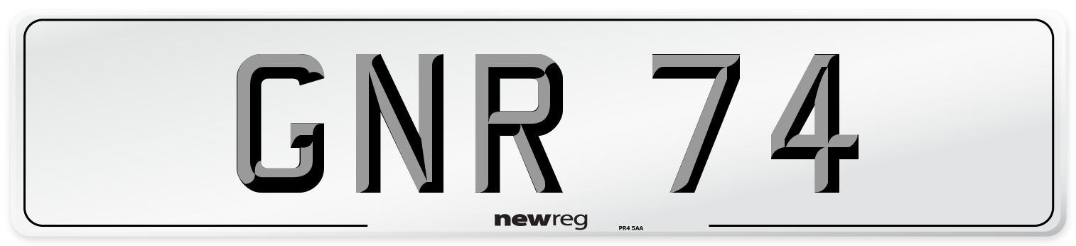 GNR 74 Number Plate from New Reg